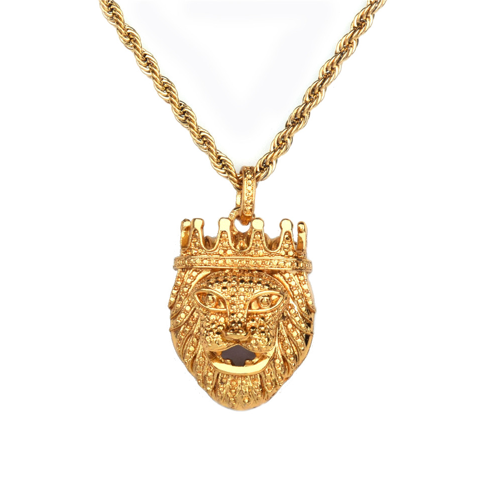 Gold Lion Necklace
 Gold Lion Pendant 14K Gold Plated – ChainSwagger