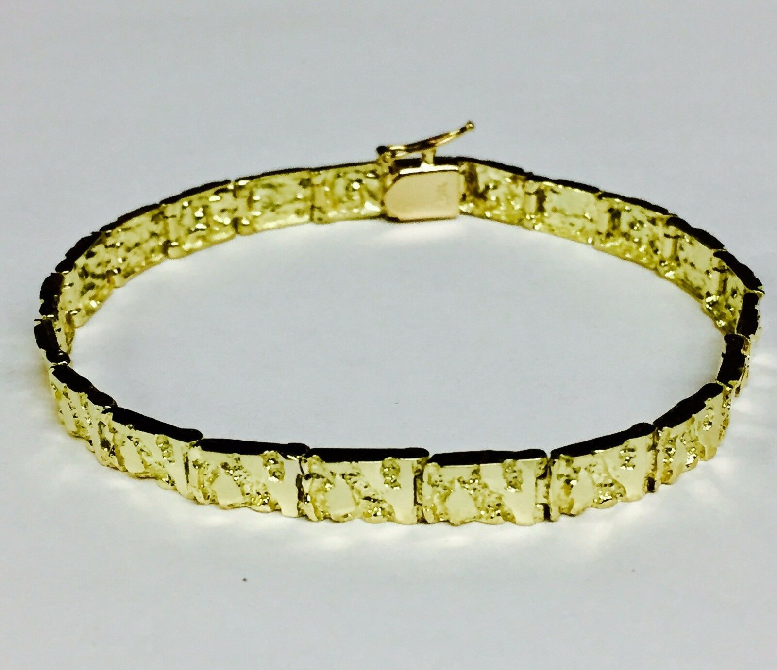 Gold Nugget Bracelet
 14k Solid Yellow Gold Men s Nug Bracelet 6 mm 16 grams