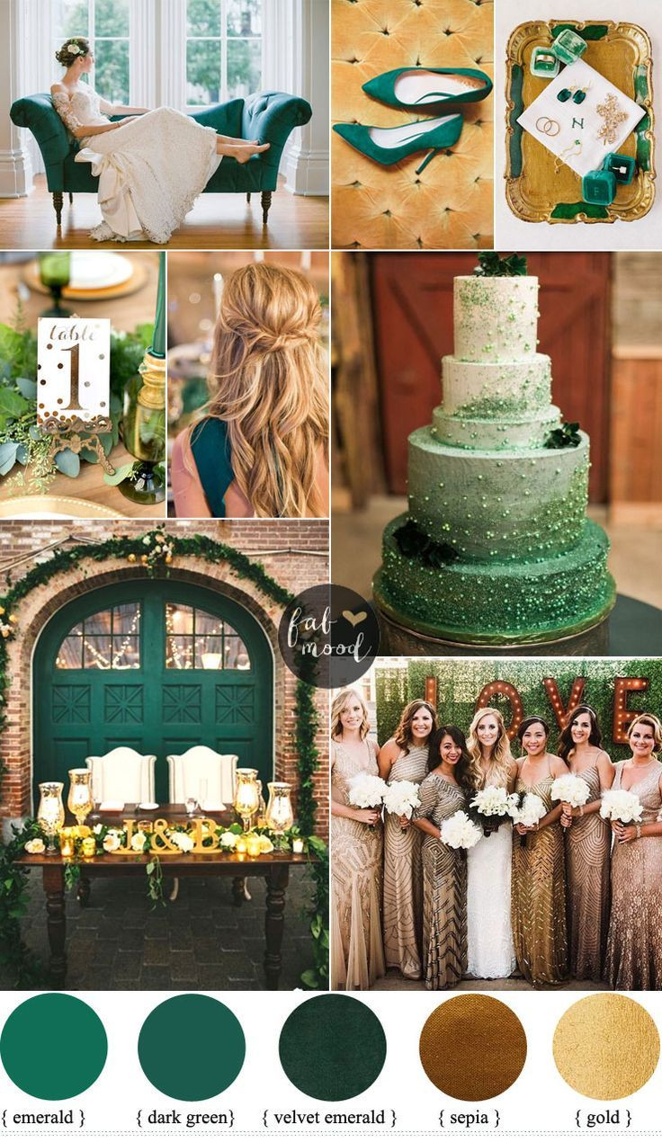 Gold Wedding Color Schemes
 Emerald and Gold Wedding Colour for Vintage Wedding Theme