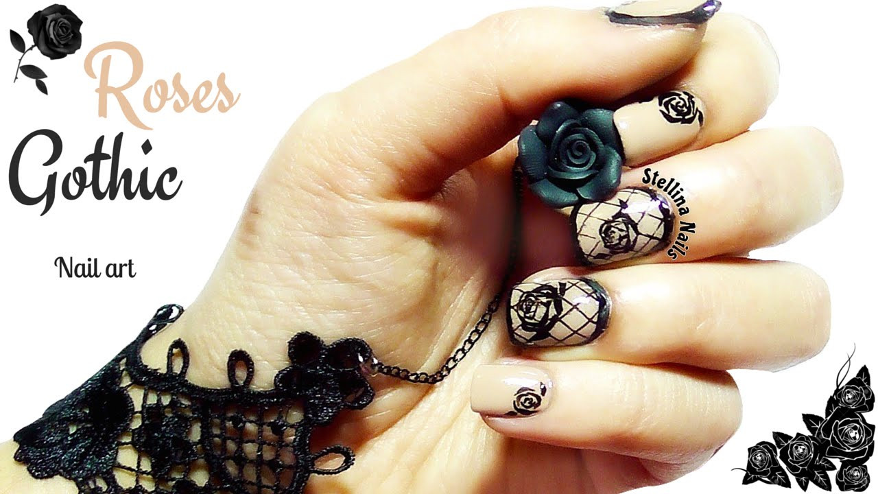 Gothic Nail Designs
 Roses Gothic nail art ☣ Stellina Nails for
