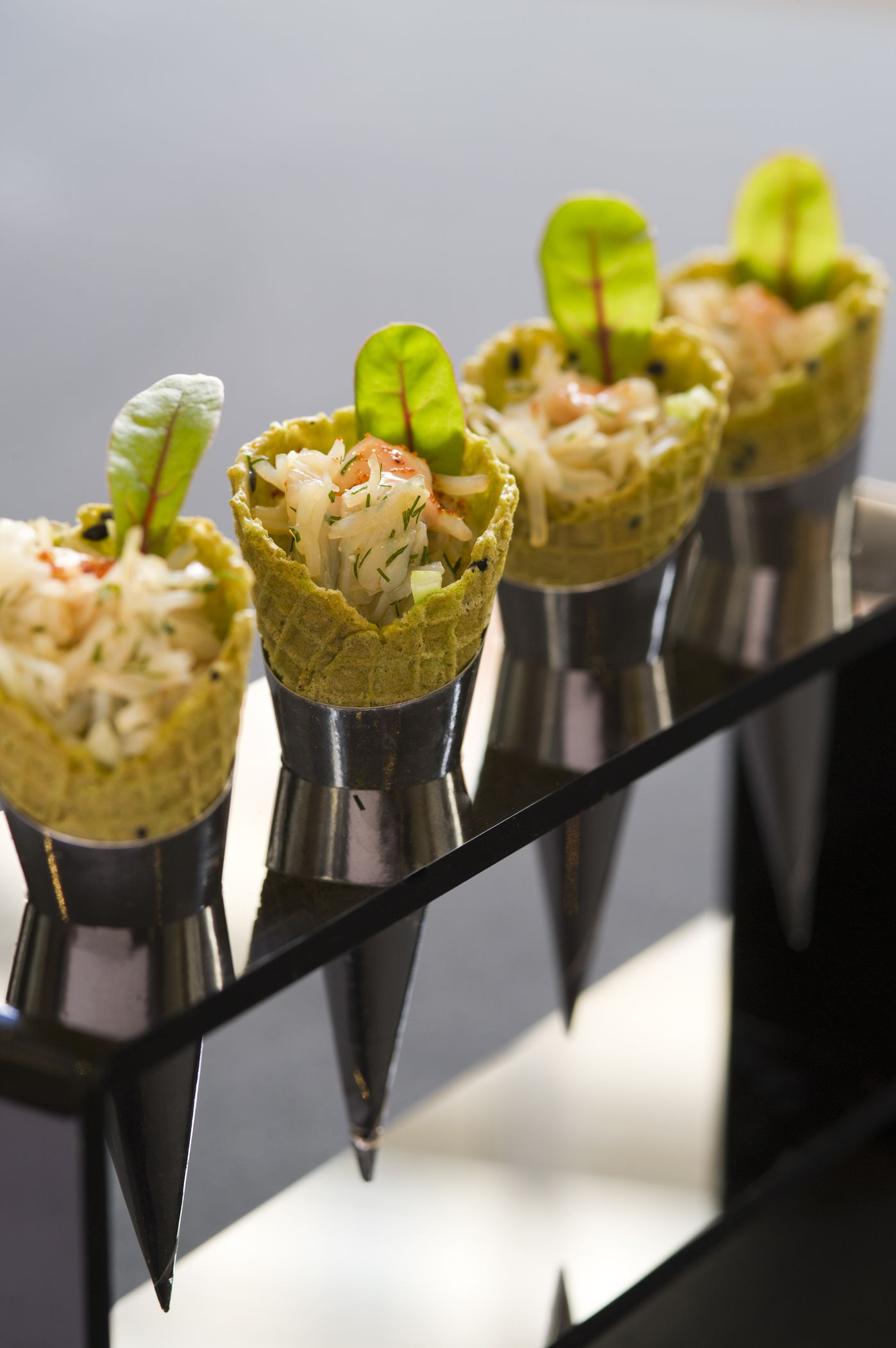 Gourmet Cold Appetizers
 Crab Cone Canape at 195 Piccadilly in 2019