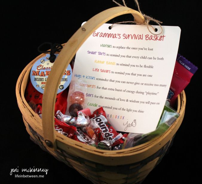 Grandparent Gift Ideas From Baby
 Grandmas Survival Basket t for Grandparent Shower Gift