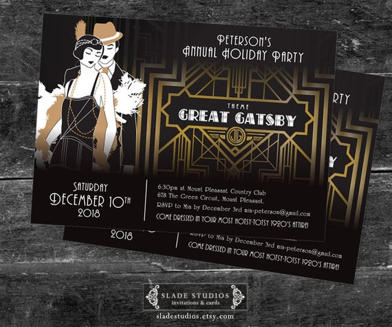 Great Christmas Party Ideas
 Great Gatsby Holiday Party Christmas Party Invitations Movie