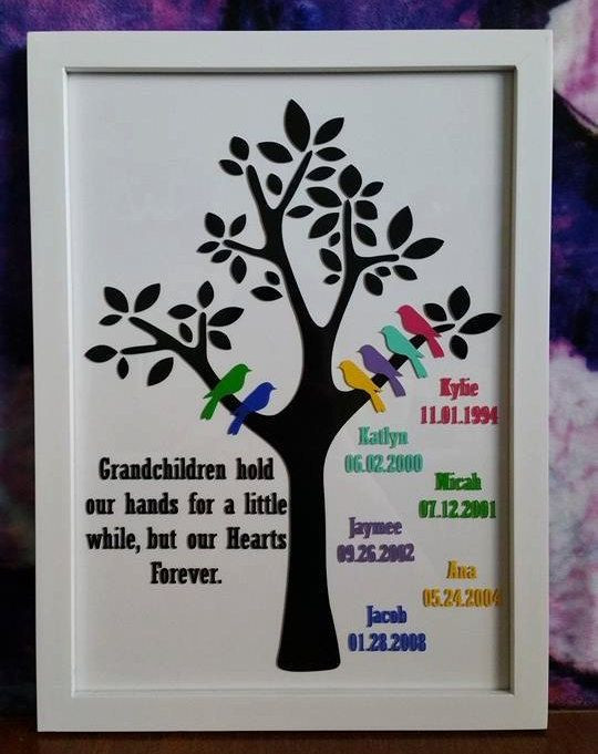 Great Grandmother Gift Ideas
 Grandparent Family Tree Frame 6 Grandchildren Custom
