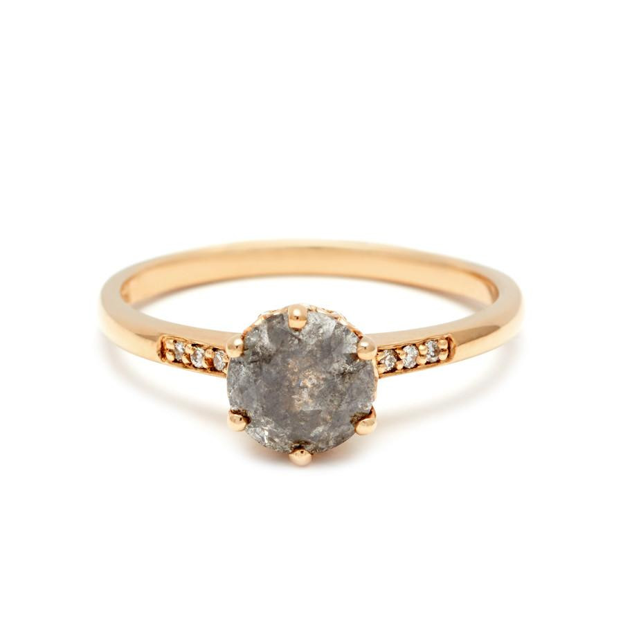 Grey Diamond Engagement Rings
 Hazeline Solitaire Ring Yellow Gold & Grey Diamond