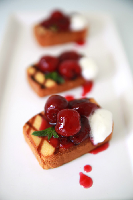 Grilled Pound Cake
 Grilled Pound Cake With Cherry Conmpote Recipe