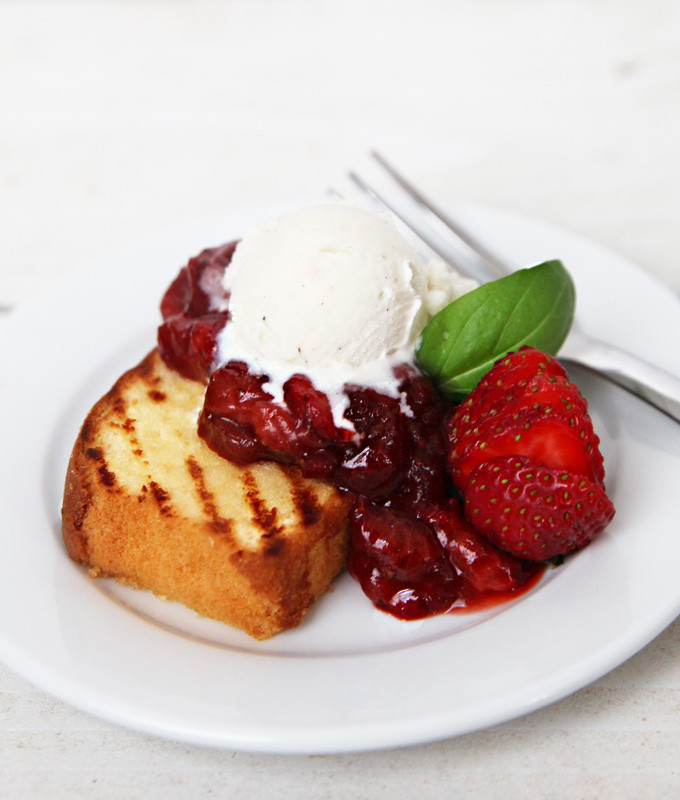 Grilled Pound Cake
 Grilled Pound Cake with Strawberry Rhubarb Basil pote