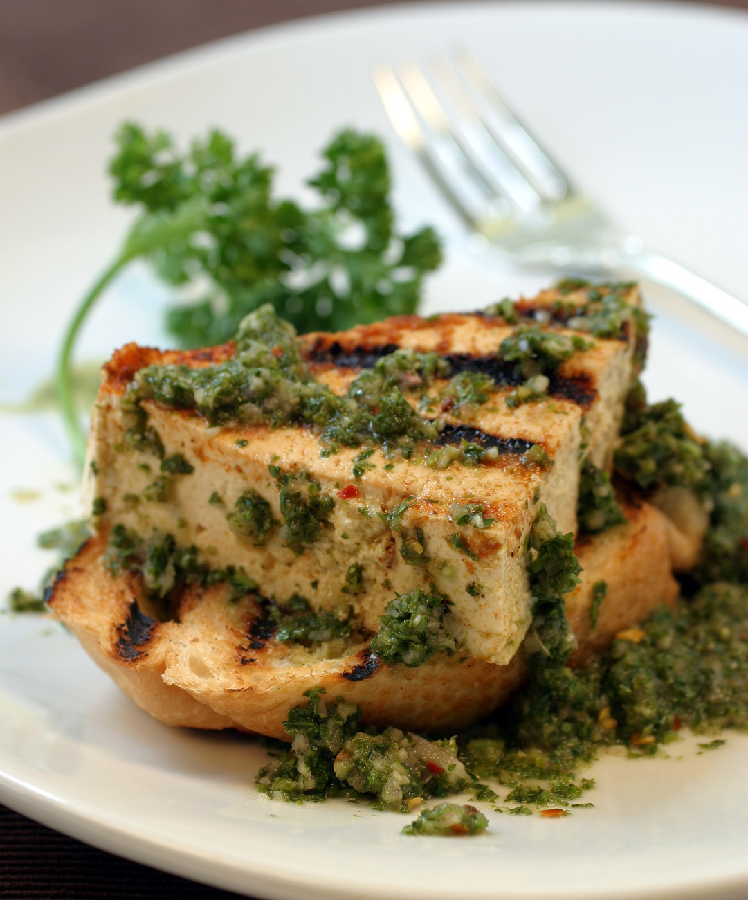 Grilled Tofu Recipes
 Grilled Tofu with Chimichurri Sauce and Garlic Bread