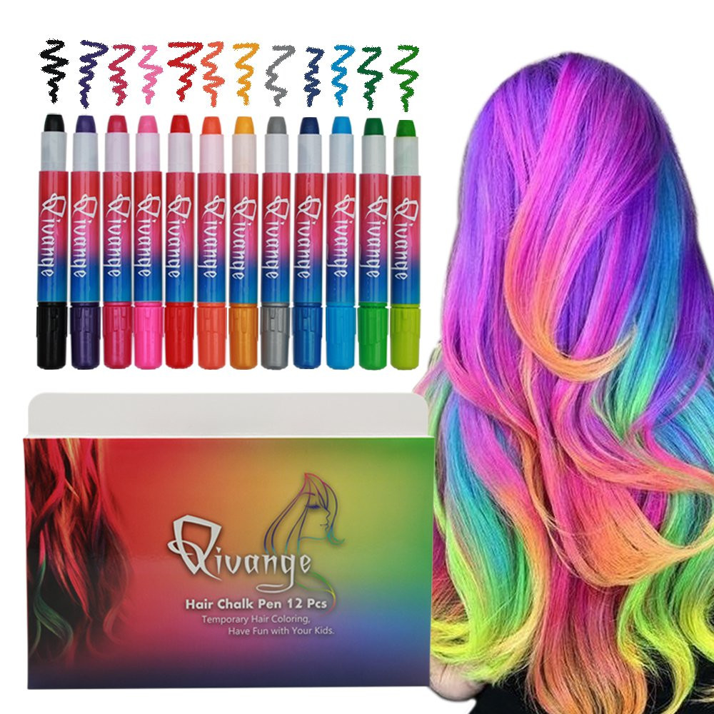 Hair Chalk Kids
 Qivange Hair Chalk Pen Set 12 Non Toxic Temporary Colour