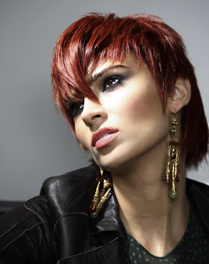 Hairstyles For Long Necks
 Short hairstyle with elements of punk and a long neck area