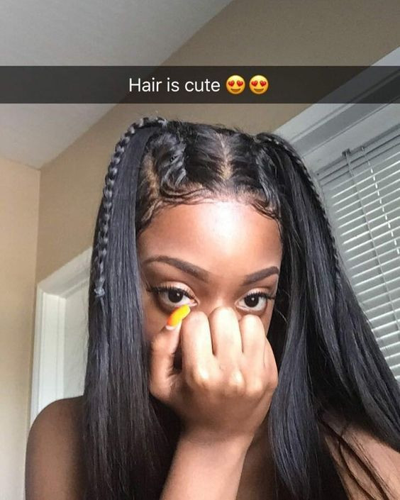 Hairstyles For Natural Straight Black Hair
 Brazilian straight bundles with frontal braid hairstyles