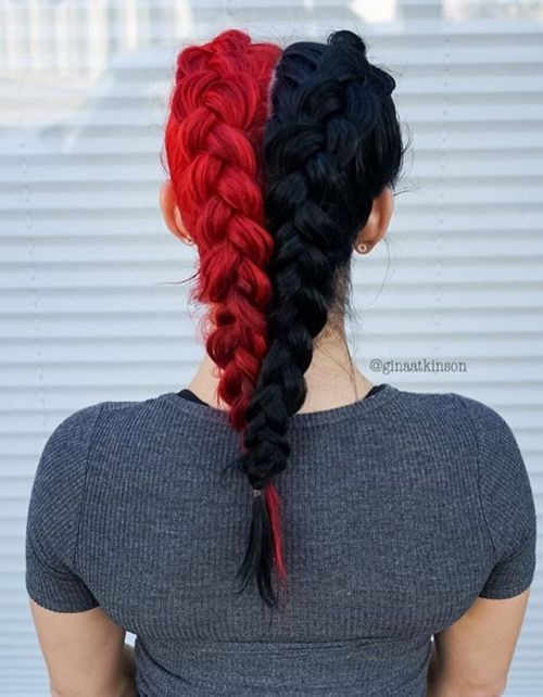 Half Black Half Red Hairstyle
 20 Cool Styles with Bright Red Hair Color Updated for 2019