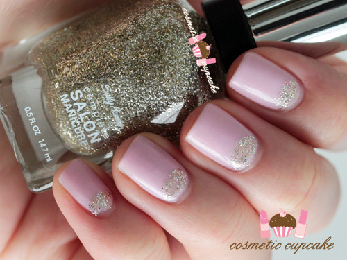 Half Glitter Nails
 Cosmetic Cupcake Pink and gold glitter half moon manicure