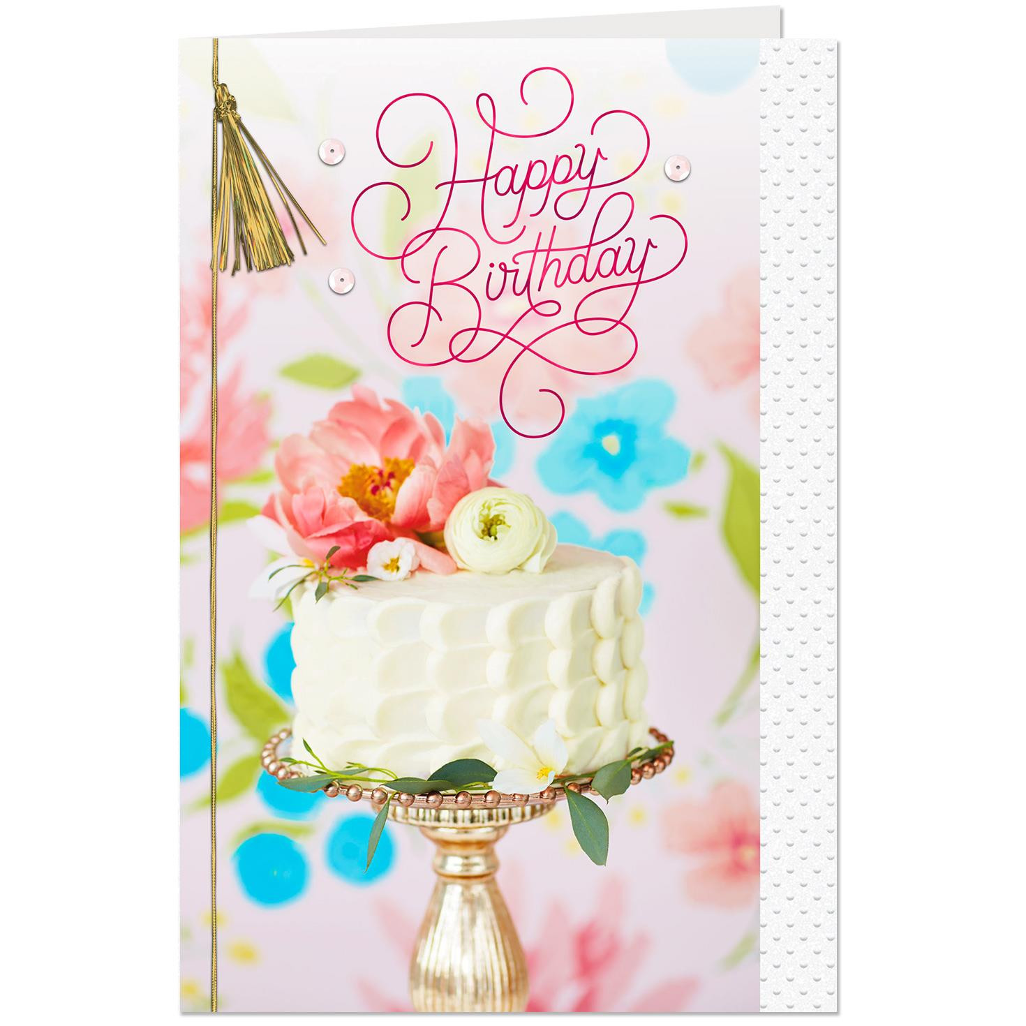 Hallmark Birthday Wishes
 Cake Stand Wishes for Love and Happiness Birthday Card