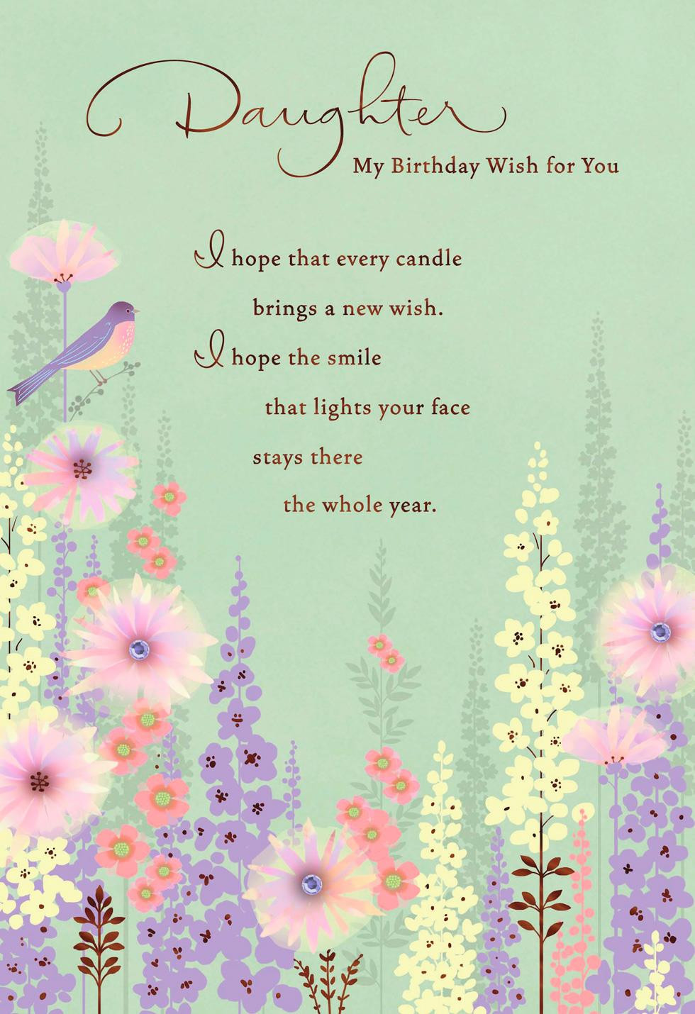 Hallmark Birthday Wishes
 Wishes Bird and Flowers Birthday Card for Daughter