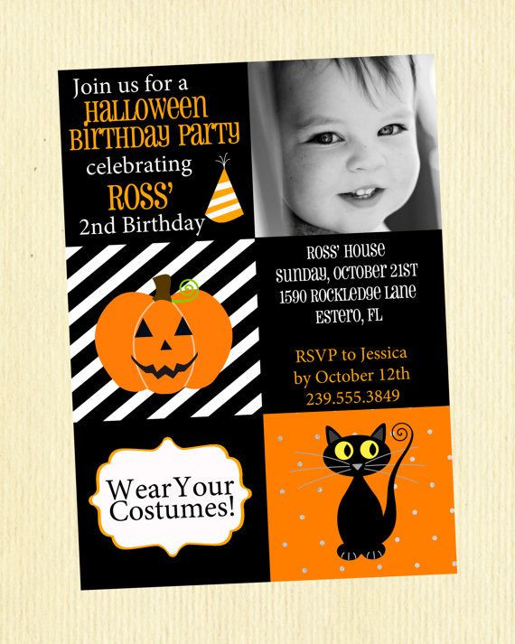 Halloween 1st Birthday Invitations
 Halloween Birthday party invitation