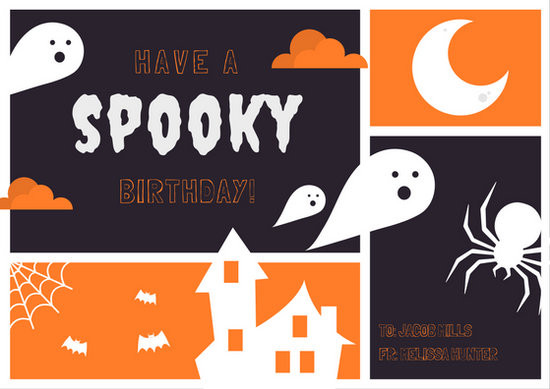 Halloween Birthday Cards
 Illustration Halloween Birthday Party Card Templates by