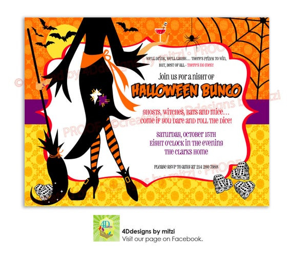 Halloween Bunco Party Ideas
 Items similar to Halloween BUNCO party Invitation on Etsy