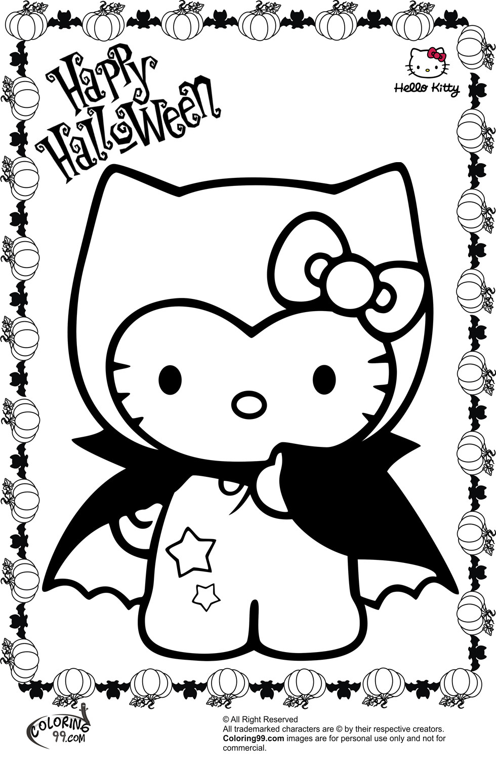 Halloween Coloring Pages For Kids
 Hello Kitty Halloween Coloring Pages