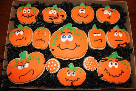 Halloween Decorated Cookies
 Items similar to Decorated Pumpkin Cookies Halloween