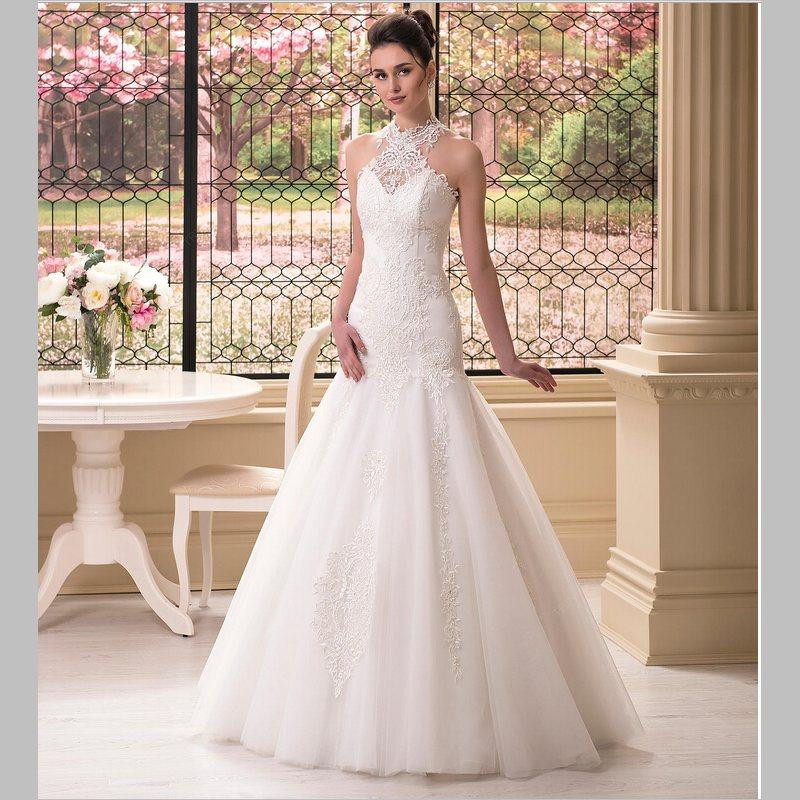 Halter Wedding Gowns
 Top Quality Mermaid Halter Wedding Dress Floor Length