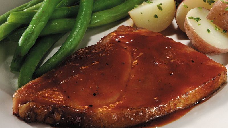 Ham Steak Dinner Ideas
 Ham Steak with Apple Barbecue Sauce Recipe BettyCrocker