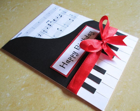 Handmade Birthday Cards For Him
 Piano Happy Birthday Card Music themed Birthday Greeting