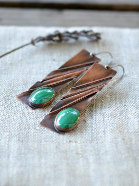 Handmade Copper Earrings
 Long copper earrings handmade artisan jewelry copper