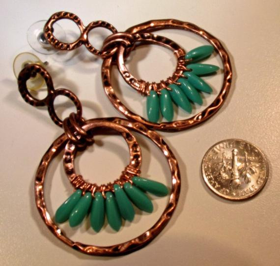 Handmade Copper Earrings
 Earrings Handmade Hoops Copper Hand Wire by StoneForestJewels