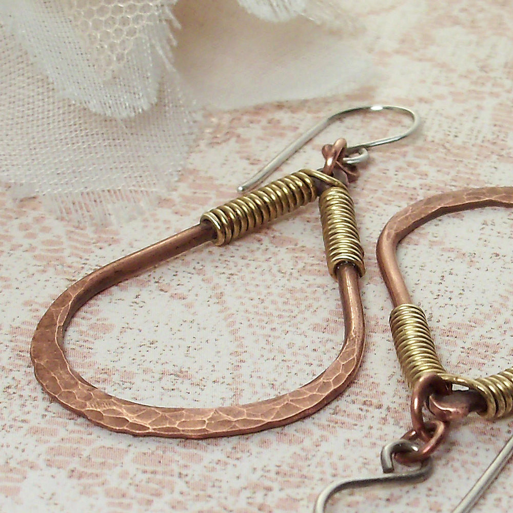 Handmade Copper Earrings
 Wire Wrapped Jewelry Handmade Earrings Copper and Brass