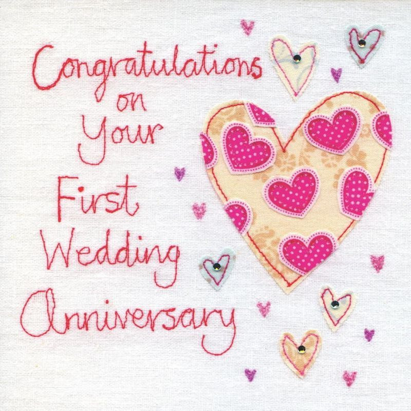 Happy 1St Anniversary Quotes
 Hand Finished First Wedding Anniversary Card