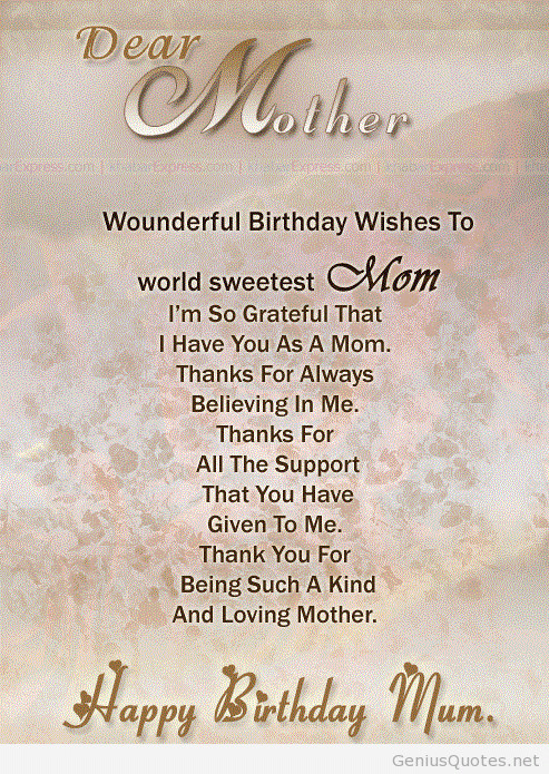 Happy Bday Mother Quotes
 Happy Birthday Mom Quotes