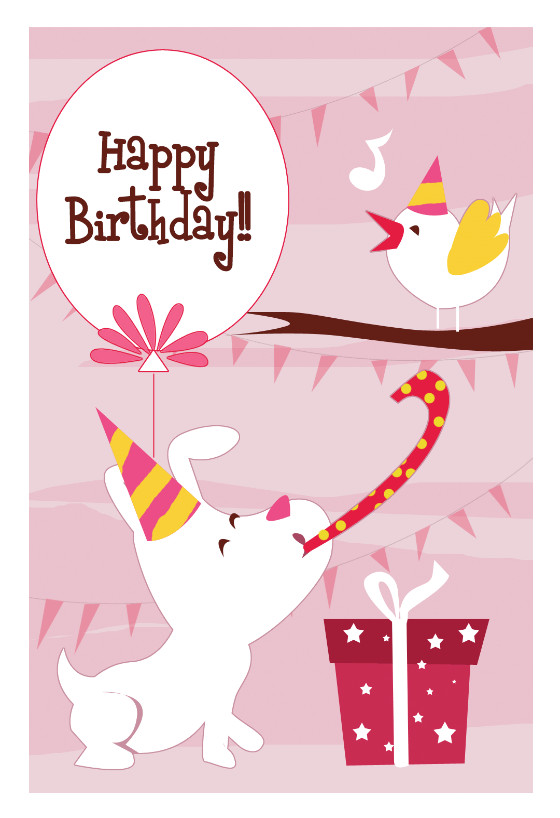 Happy Birthday Cards To Print
 Happy Dog And A Bird Birthday Card