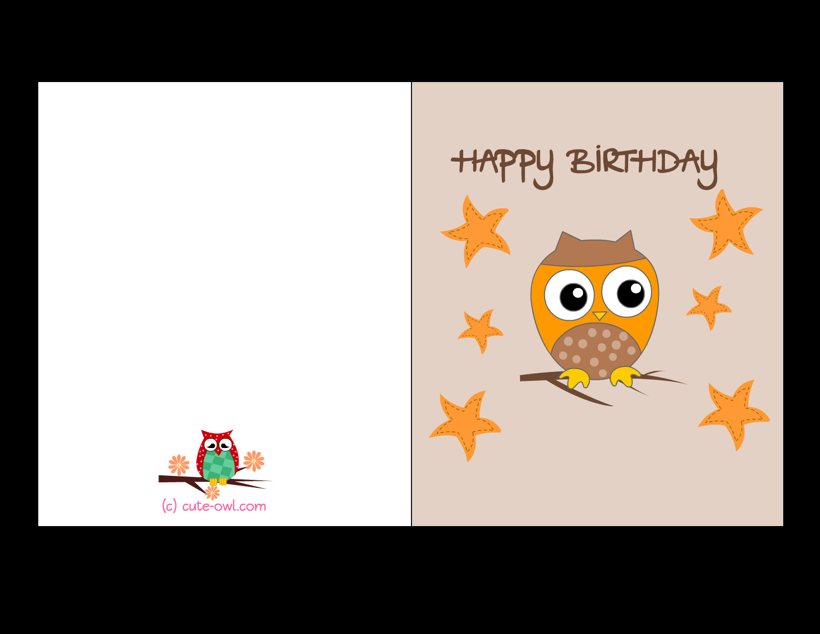 Happy Birthday Cards To Print
 Free Printable Cute Owl Birthday Cards