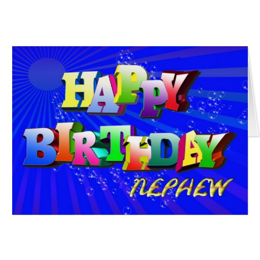 Happy Birthday Nephew Cards
 Nephew Bright letters and bubbles birthday card