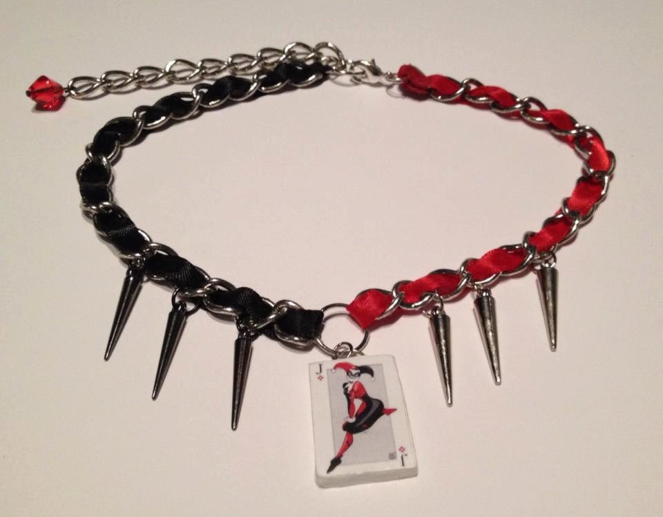 Harley Quinn Necklace
 Harley Quinn Choker Necklace Jewelry with Spikes