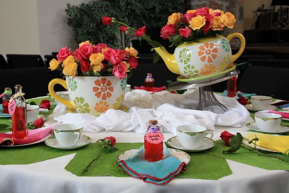 Hat Decorating Ideas Tea Party
 Mad Hatter tea party table decorations with tea pots and