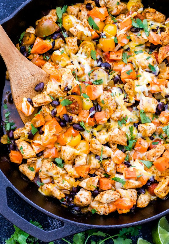 Healthy Chicken And Black Bean Recipes
 Mexican Chicken Sweet Potato and Black Bean Skillet