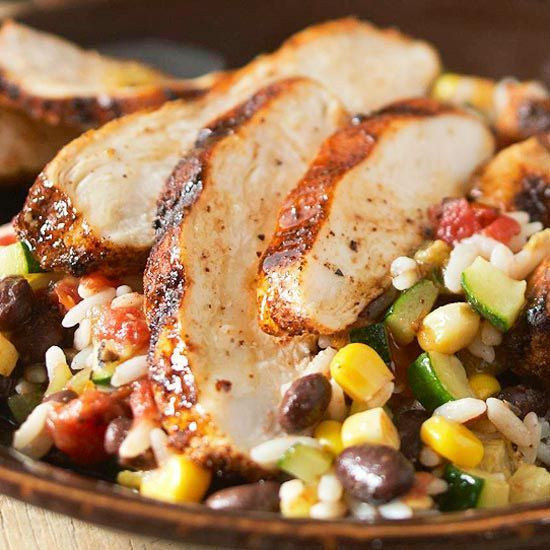 Healthy Chicken And Black Bean Recipes
 Spicy Grilled Chicken with Baja Black Beans and Rice