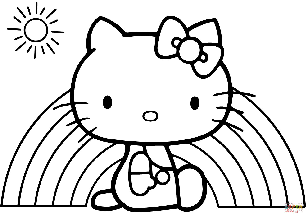 Hello Kitty Coloring Pages For Kids
 Hello Kitty Rainbow coloring page