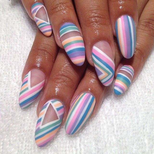 Hey Beautiful Nails
 Pastels and stripes by Hey Nice Nails on Instagram