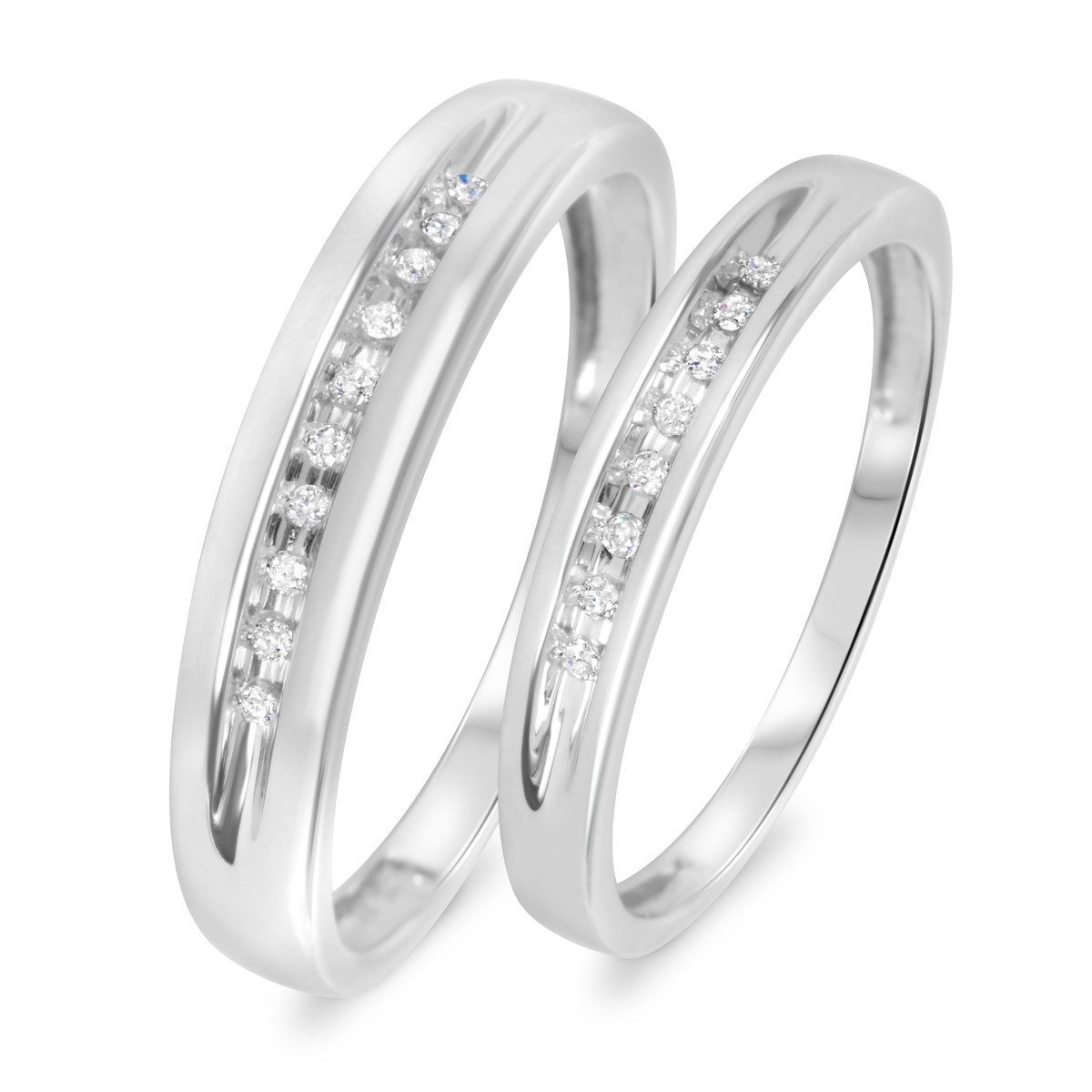 His And His Wedding Rings
 1 10 Carat T W Diamond His And Hers Wedding Rings 10K