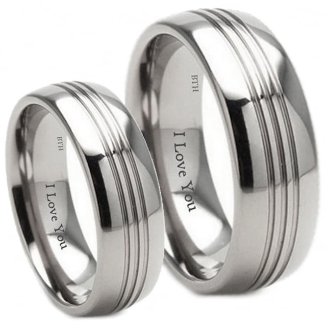 His And His Wedding Rings
 His and Hers Matching Titanium 7mm Wedding Engagement Ring Set