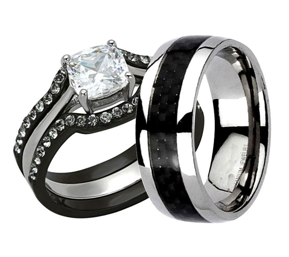His Hers Wedding Bands
 Collection his and hers black titanium wedding bands