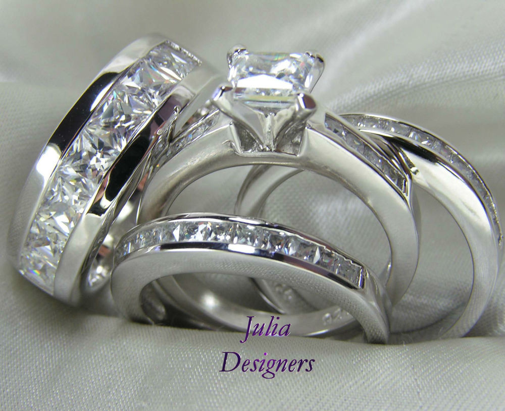 His Hers Wedding Rings Sets
 His Hers Engagement Wedding Band Ring Set Sterling Silver