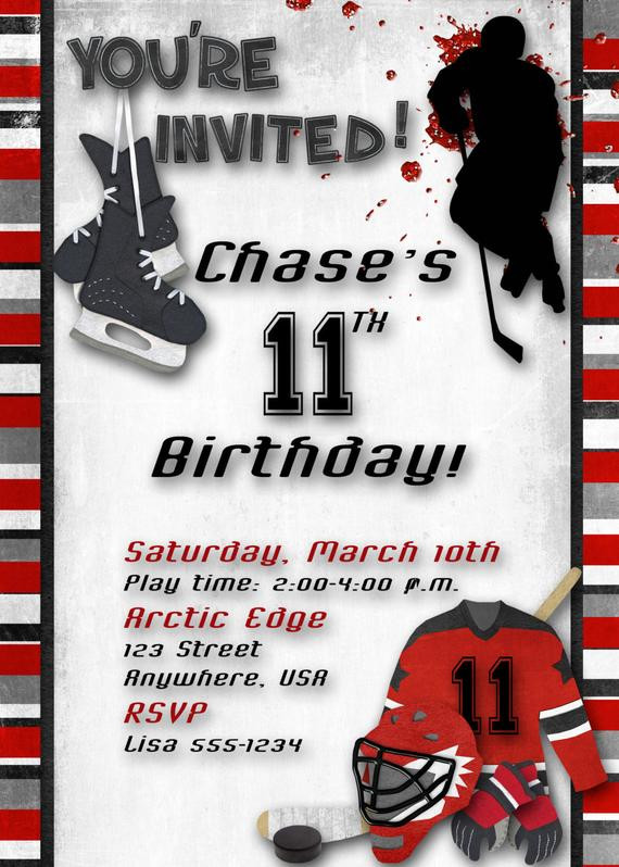 Hockey Birthday Party
 Hockey Birthday Party Invitation Red by DecidedlyDigital
