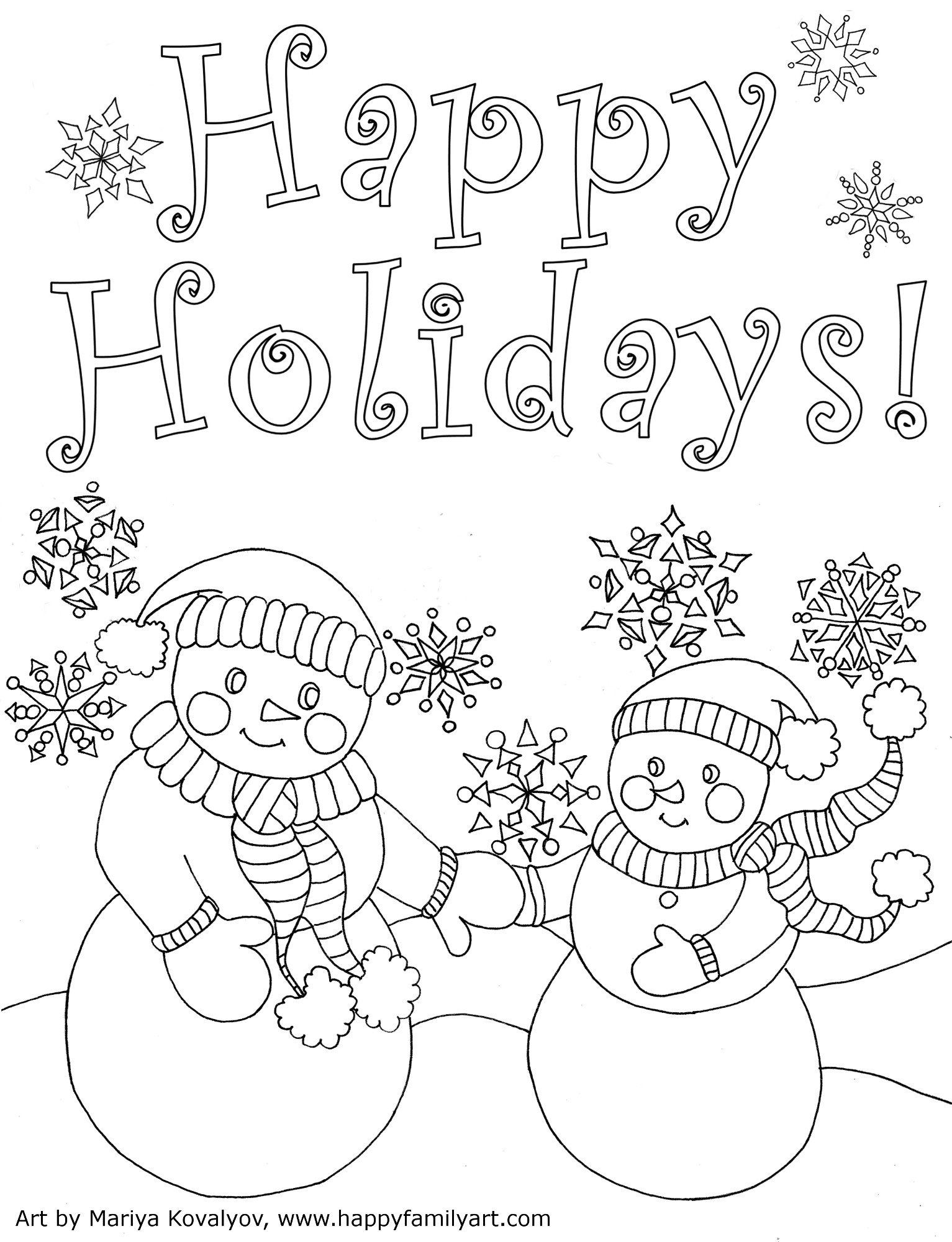 Holiday Coloring Pages Printable
 Happy Family Art original and fun coloring pages