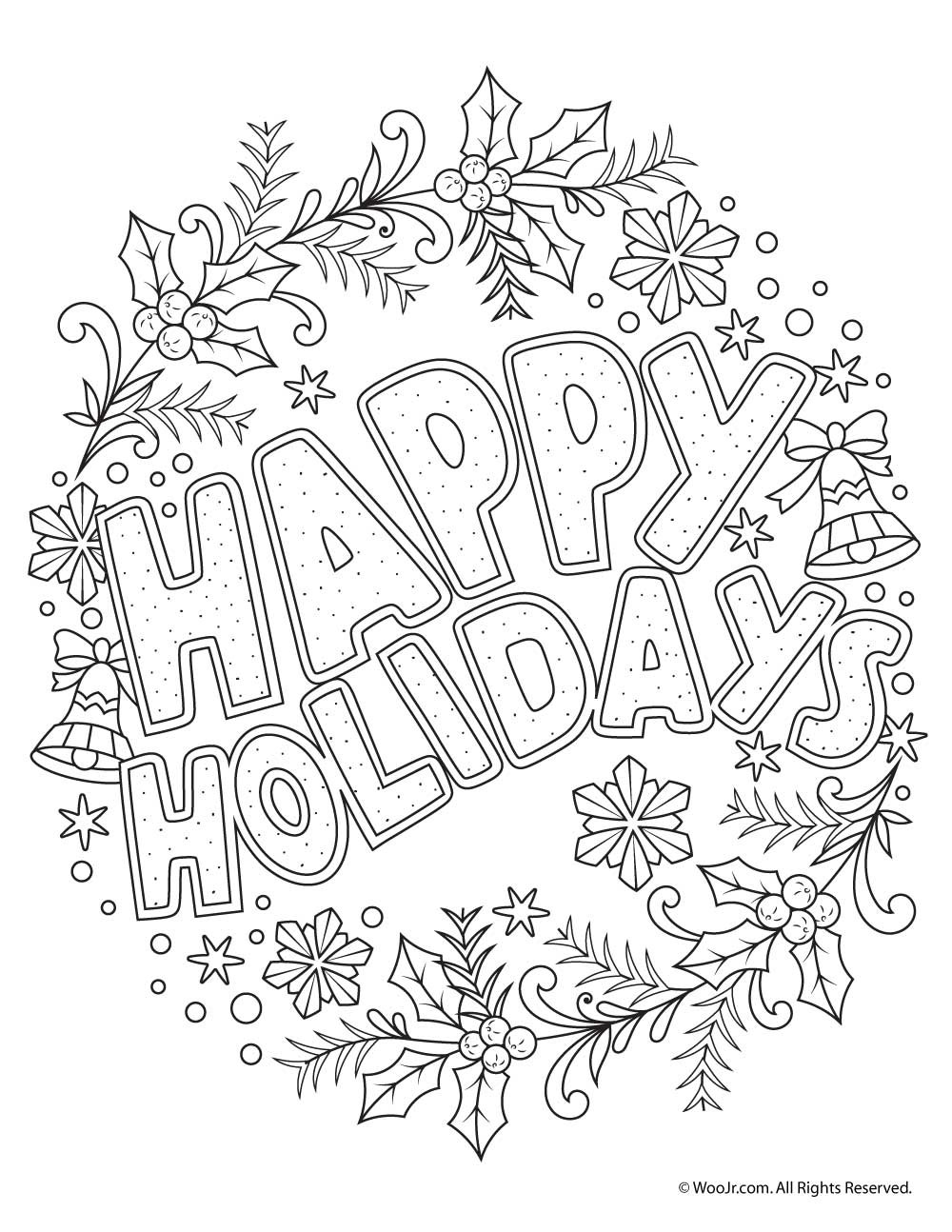 Holiday Coloring Pages Printable
 Happy Holidays Adult Coloring Freebie