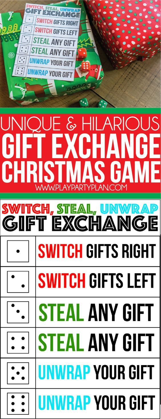 Holiday Gift Exchange Game Ideas
 Switch Steal Unwrap Luck of the Dice Gift Exchange Game
