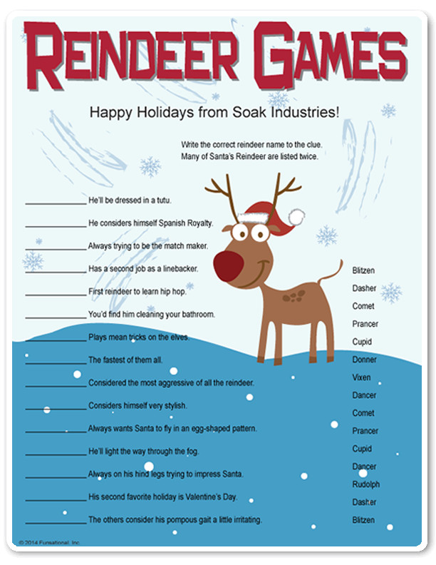 Holiday Office Party Game Ideas
 Printable Reindeer Games they re like fun riddles who